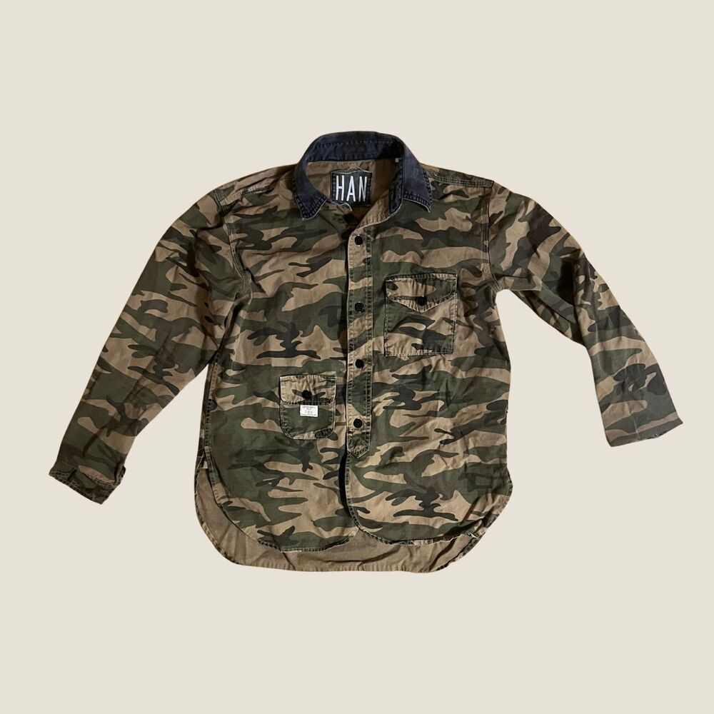 HAN Kjøbenhavn Ripstop 100% Cotton Camo Utility Fall Layering Shirt